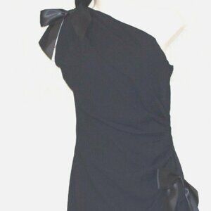 Dress By Jeri New York Saks Fifth Avenue Black Asymmetrical Bow Shoulder Dress 4
